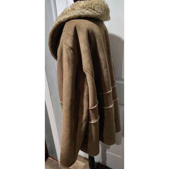 Braetan Jacket Camel Faux Suede Round Collar Faux Fur Lined Pockets Plus Sz30/32 - Picture 2 of 13